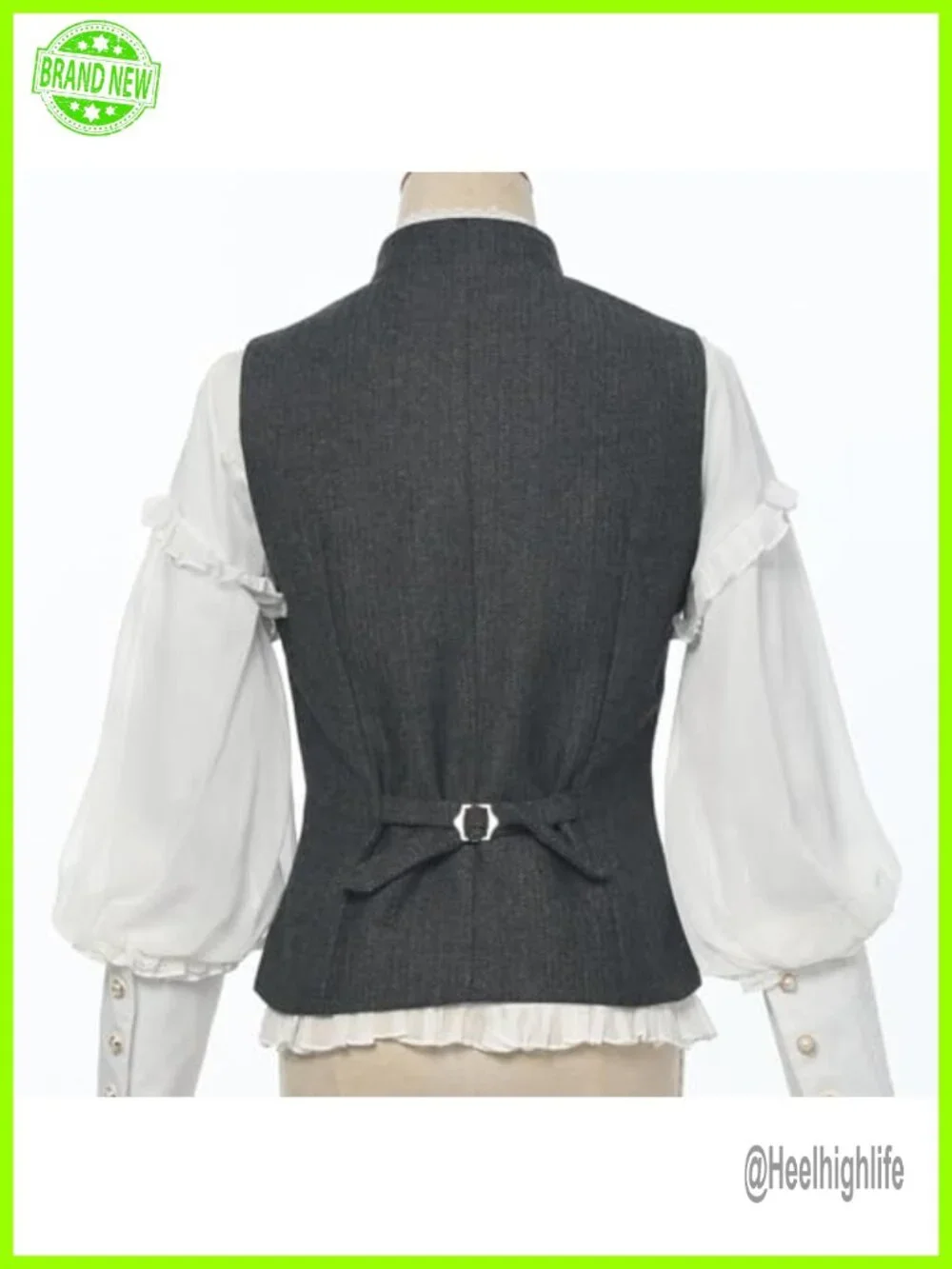 Vintage Suit Vest Tweed Slim Fit V-Neck Double Breasted Sleeveless Blazer